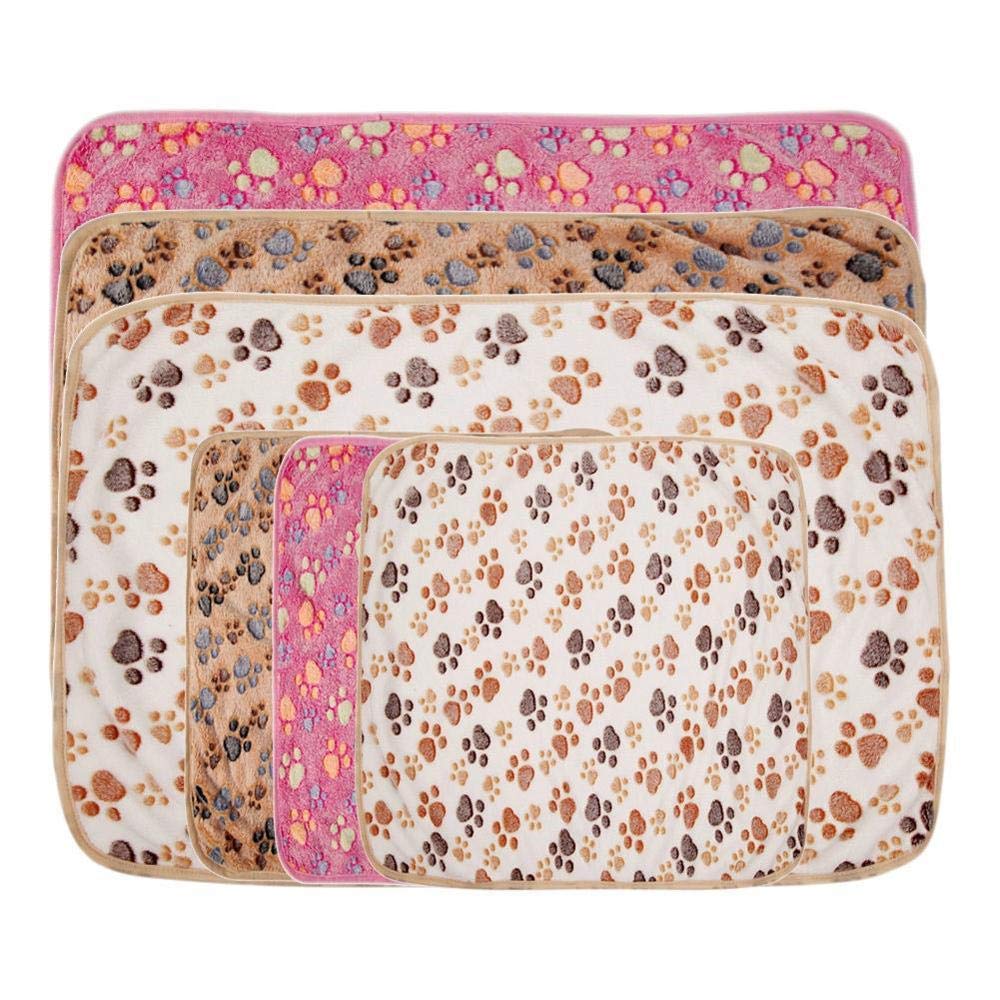 Coperta per Gatti Marrone Coperta da Letto per Animali Domestici Coperta Morbida E Calda Cuscino da Letto Paw Print Design Coperta da Letto per Cuccioli Cuscino per Divano da Compagnia 4Pz S