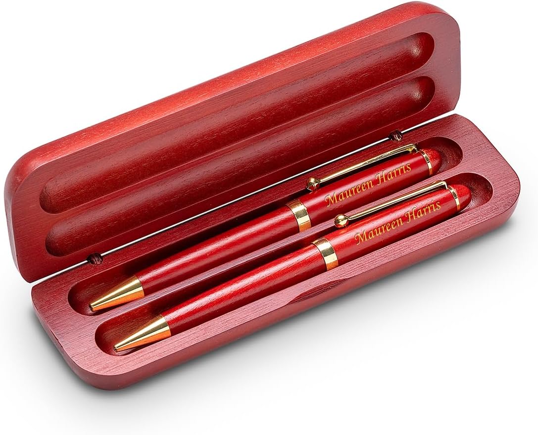 Executive Gift Shoppe | Nurse Theme Personalized Cherrywood Double Pen and Box Set