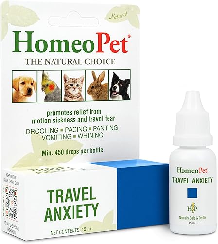 HomeoPet Ansiedad de viaje, alivio calmante para perros, gatos y otros animales pequeños, 0.5 fl oz