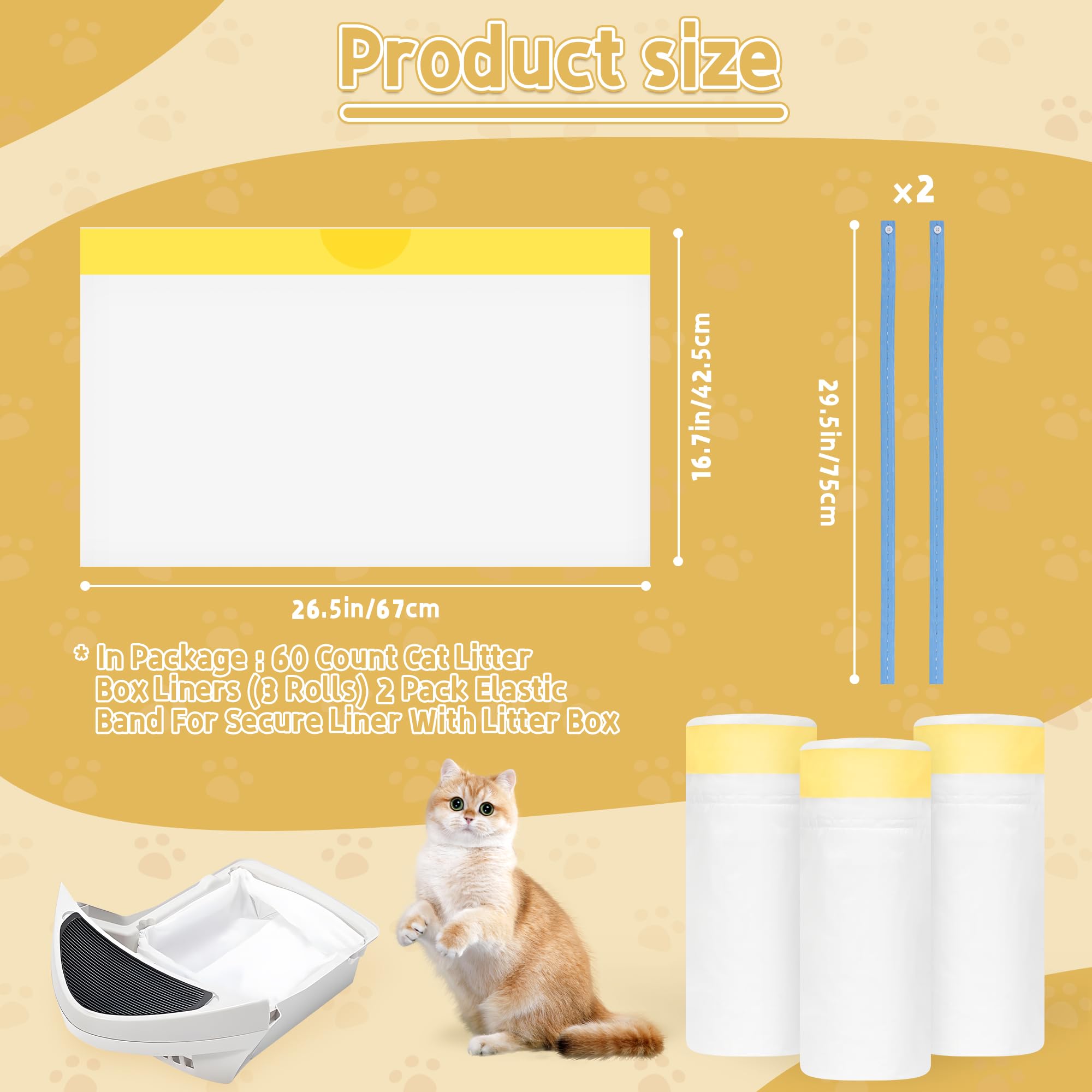 60 Count Cat Litter Box Liners for Litter Robot 4 and 3, 26.5