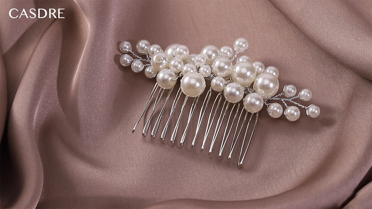Bridal hair accessories, silver jeweler\'s wire with pearls, wedding, jewelry Pearl Wedding Hair Pins: Bridal Headpiece, Silver Wire (set  main image 4