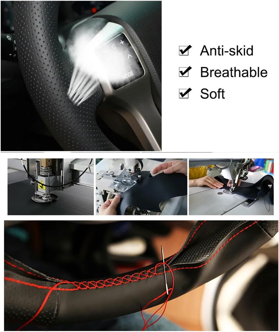 Loncky Custom Fit Carbon Fiber Leather Steering Wheel Cover for Honda Fit 2009 2010 2011 2012 2013 / Honda Insight 2010 2011 2012 2013 2014 Parts OEM Car Hand Stitched Interior Accessories