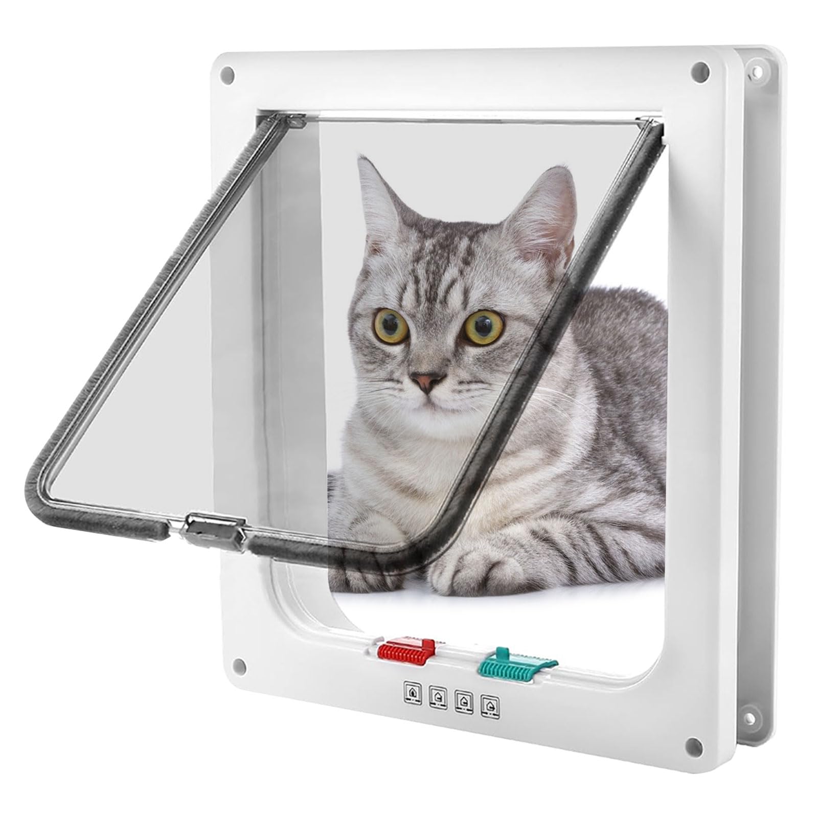 Porta per Gatti e Cani, Gattaiola Con Entrata e Uscita Controllabile 4 Vie, Porticina per Animali Domestici (M)