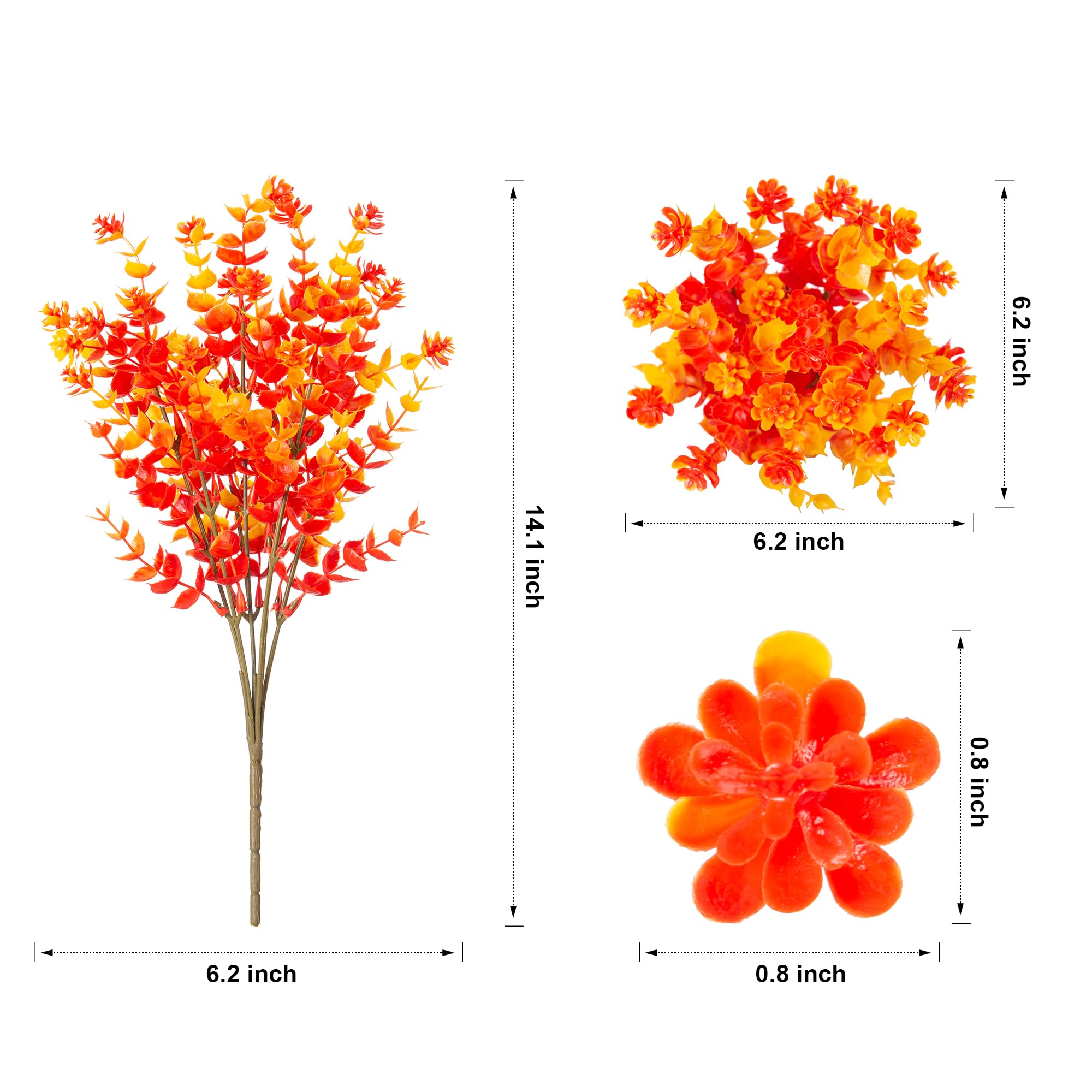 12 Fiori Artificiali Autunnali Per Esterni – Margherite Con Foglie Di Eucalipto, Resistenti Ai Raggi UV, Piante Finte Per Giardino E Terrazzo