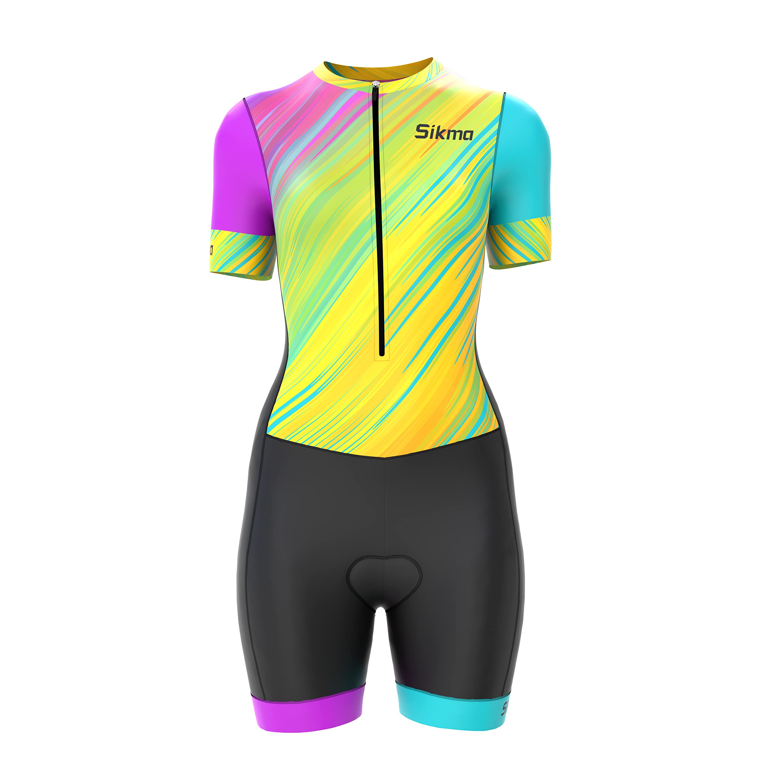 Ladies Cycling Skinsuit Women Padded One Piece Trisuit Bike Top Short Sublimated Design bib Short