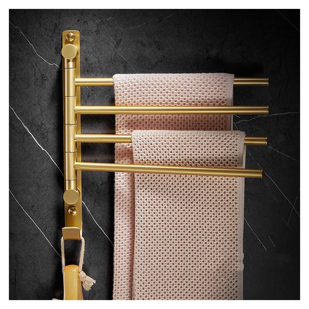 LMYSXAOZ Antique Brass Swivel Towel Rack - Vintage Style Swing Out Bar Space Saving Swinging for Bathroom Polished Nicke Heavy Duty Wall Mounted Ho gold