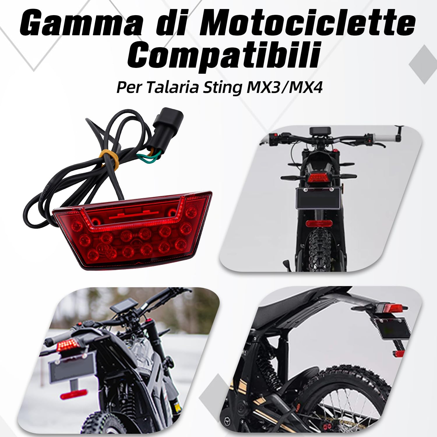 Tylne światła hamowania motocykla,Lampy tylne DRL Światła dla Talaria Sting Talariasting MX3/MX4/MX5