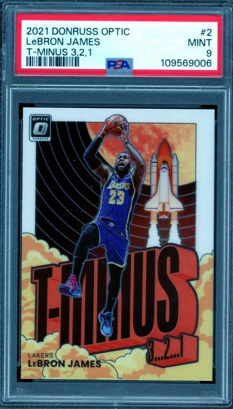 LeBron James Card 2021-22 Donruss Optic T-Minus 3,2,1#2 PSA 9 - Unsigned Basketball Cards