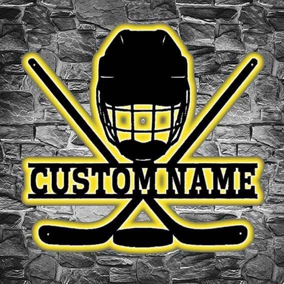 Personalized Hockey Wall Decor with 16 Colors Led Light Remote Control