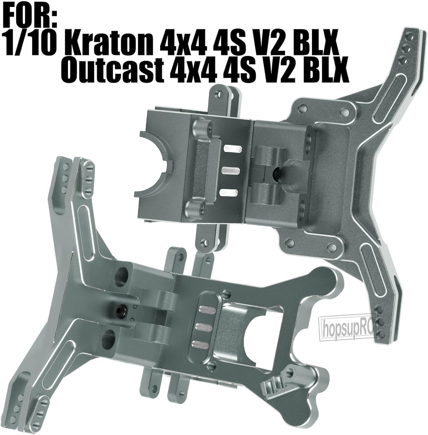 RC Aluminum Front&Rear Gearbox Cover/Gear Transmission Gearbox Set&Motor Mount Upgrades Part for 1/10 Kraton 4x4 4S V2 BLX/Outcast 4x4 4S V2 BLX.Motor Mount Gear Cover Hops Up.Titanium