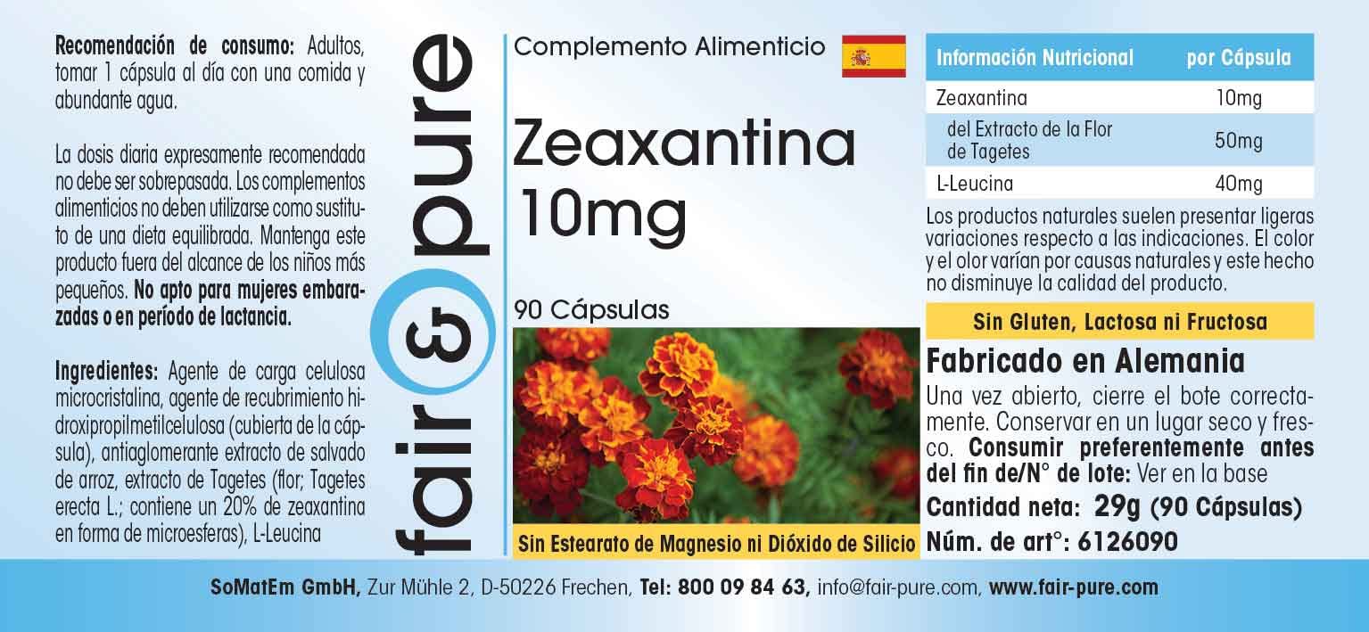 Fair & Pure® - Zeaxantina 10mg - Naturale - da fiore di calendula - Vegan - 90 Capsule