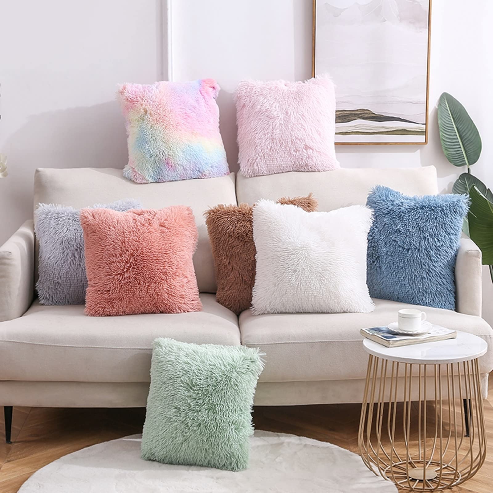 Wycian 16 x 16 federe per cuscino, in morbida microfibra spazzolata, confezione da 4 40 x 40 cm, rosa, rosso, bianco, marrone, morbido velluto per divano e camera da letto, senza imbottitura