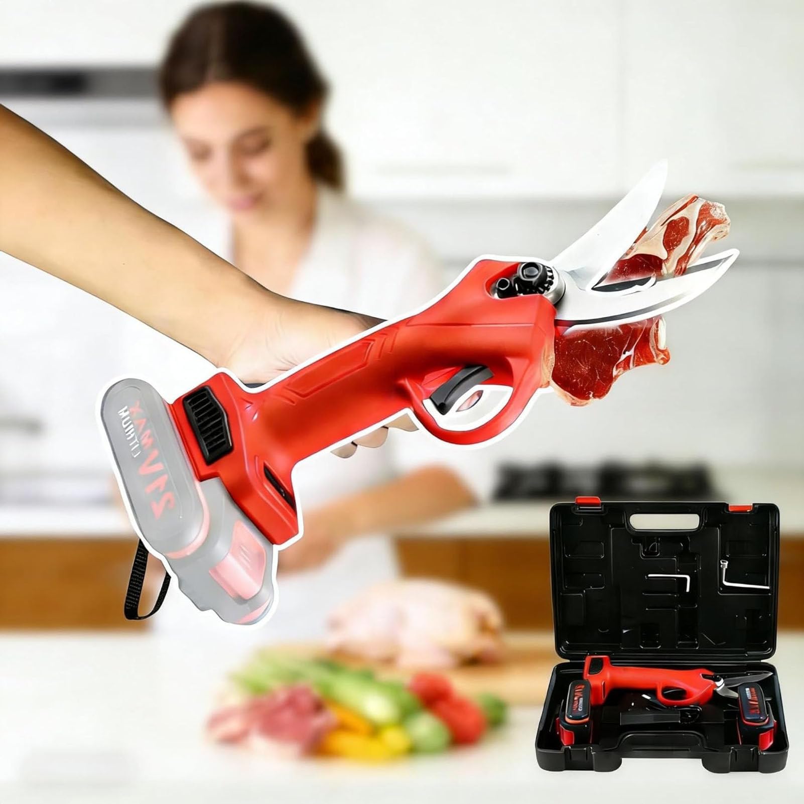 GYKOZY Electric Kitchen Bone Scissors,Cordless Heavy Duty Poultry Shears for Cutting Chicken Bones, Vegetables, and Crab Legs