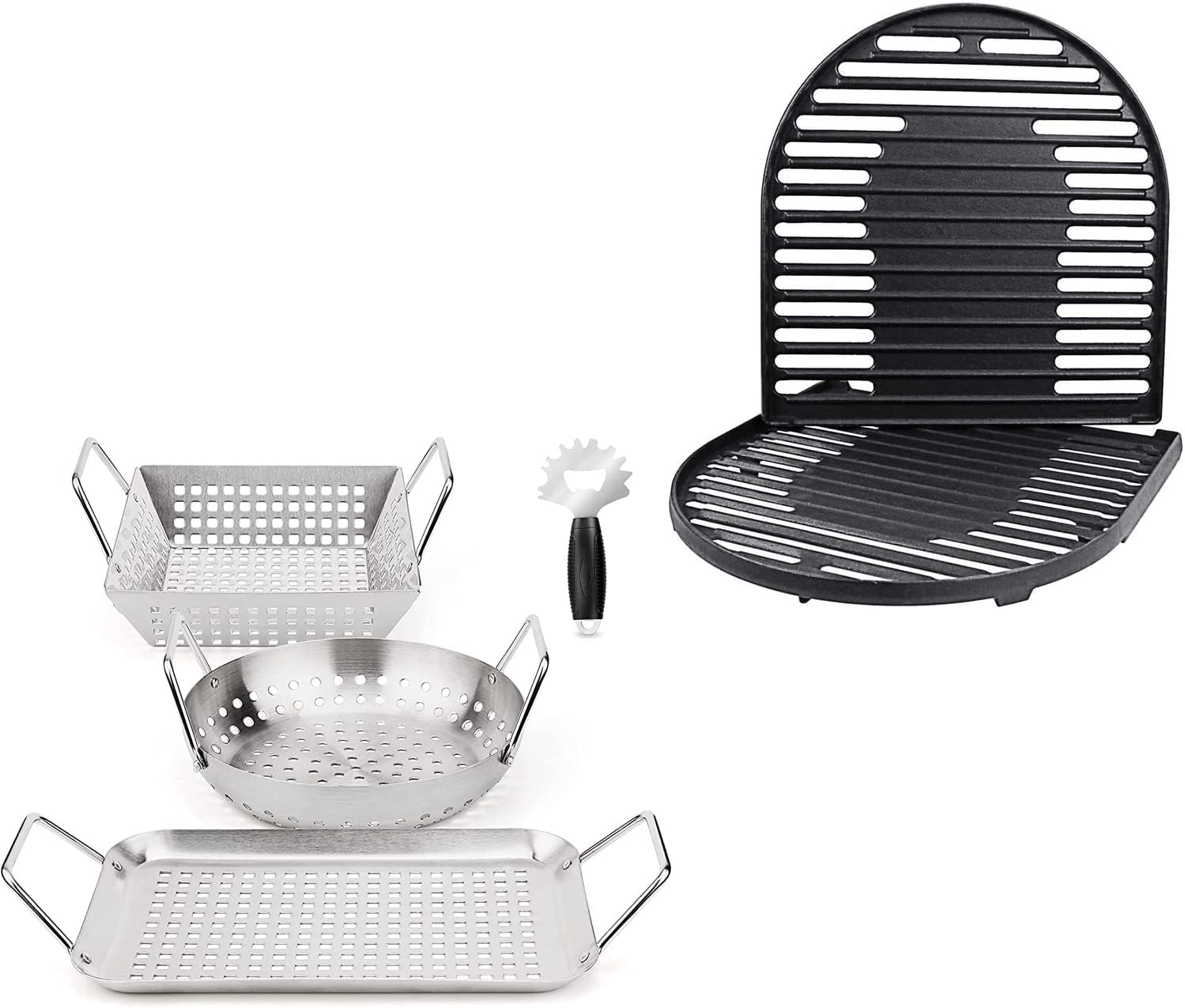 Uniflasy Cast Iron Grill Cooking Grates 3 Pack Grill
