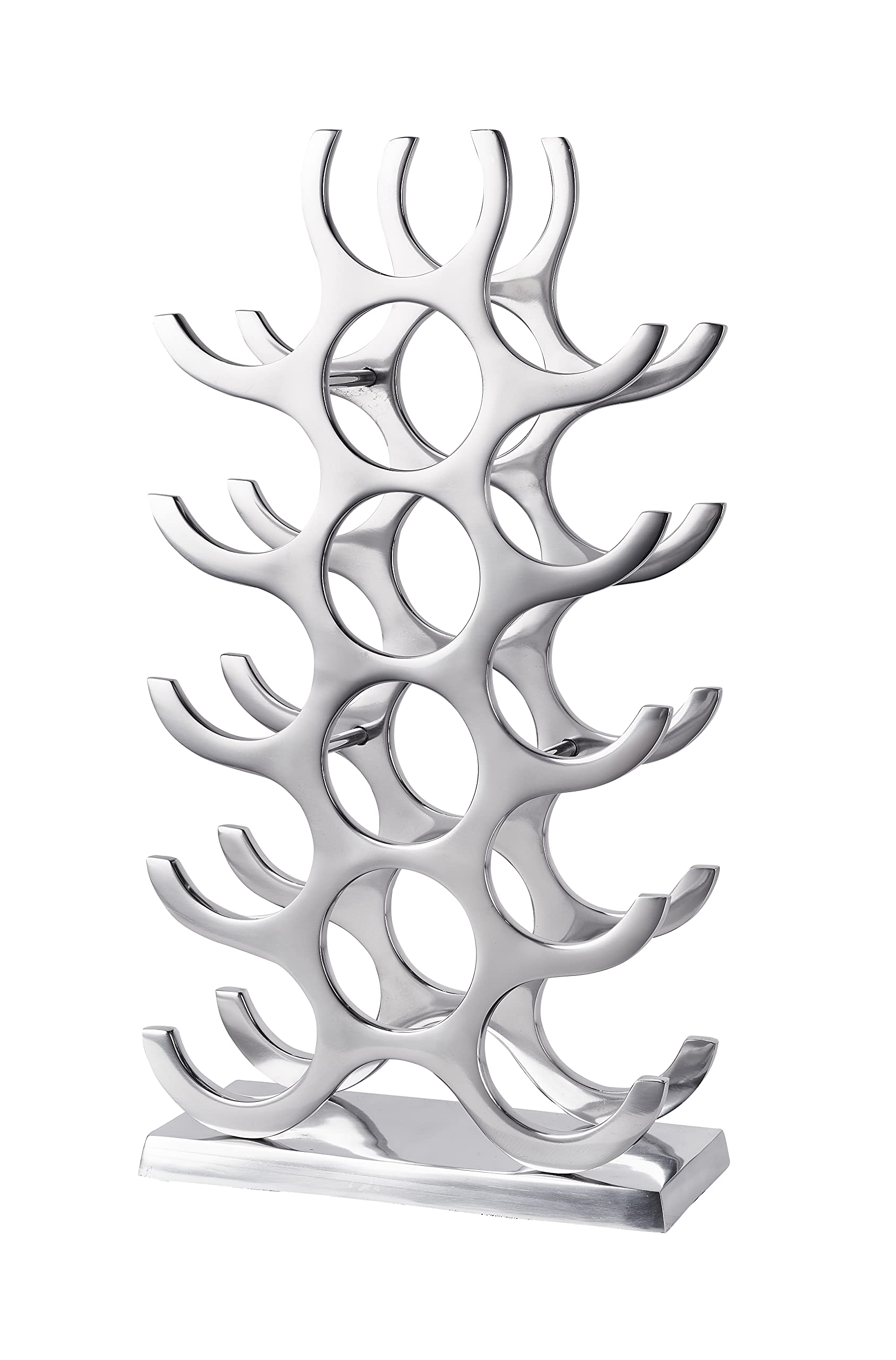 MichaelNoll Botellero de aluminio plateado de lujo – Soporte para botellas de vino, estante moderno de metal – Soporte para botellas de champán, vino y champán – 60 cm XL