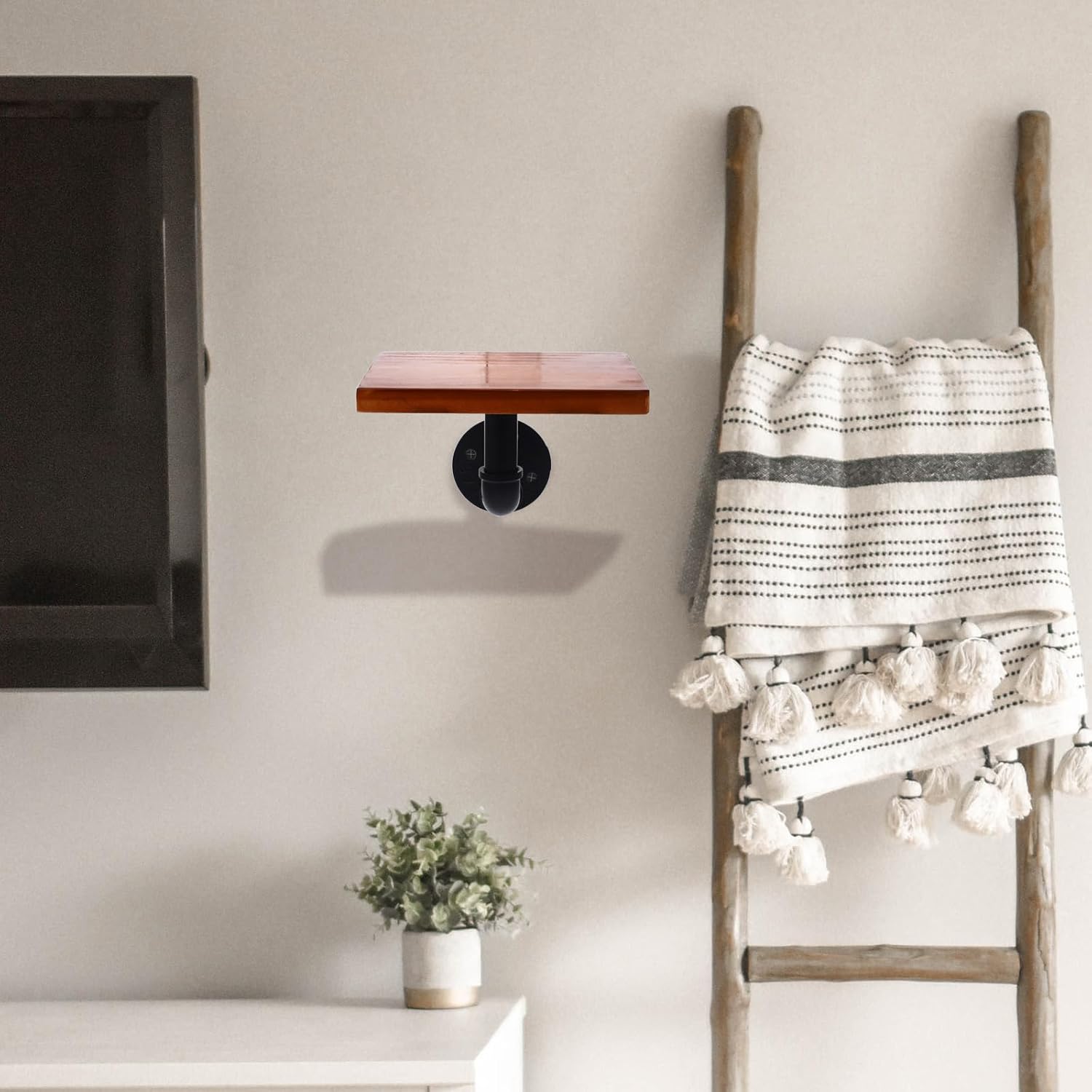 Veemoon Vintage Wrought Partition Wall Hanging Rack Retro Bracket Decorative Frame Random Board Color Grain Wall Mounted Shelf Living Room Bedroom Office Kitchen