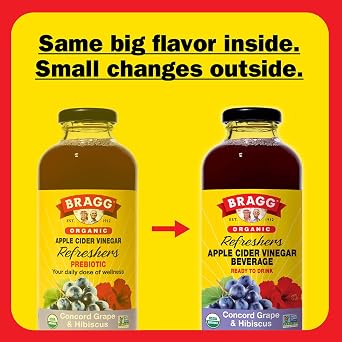 Bragg Concord Grape and Hibiscus Apple Cider Vinegar Refresher - (2 Pack) 16 fl oz - Raw and Unfiltered