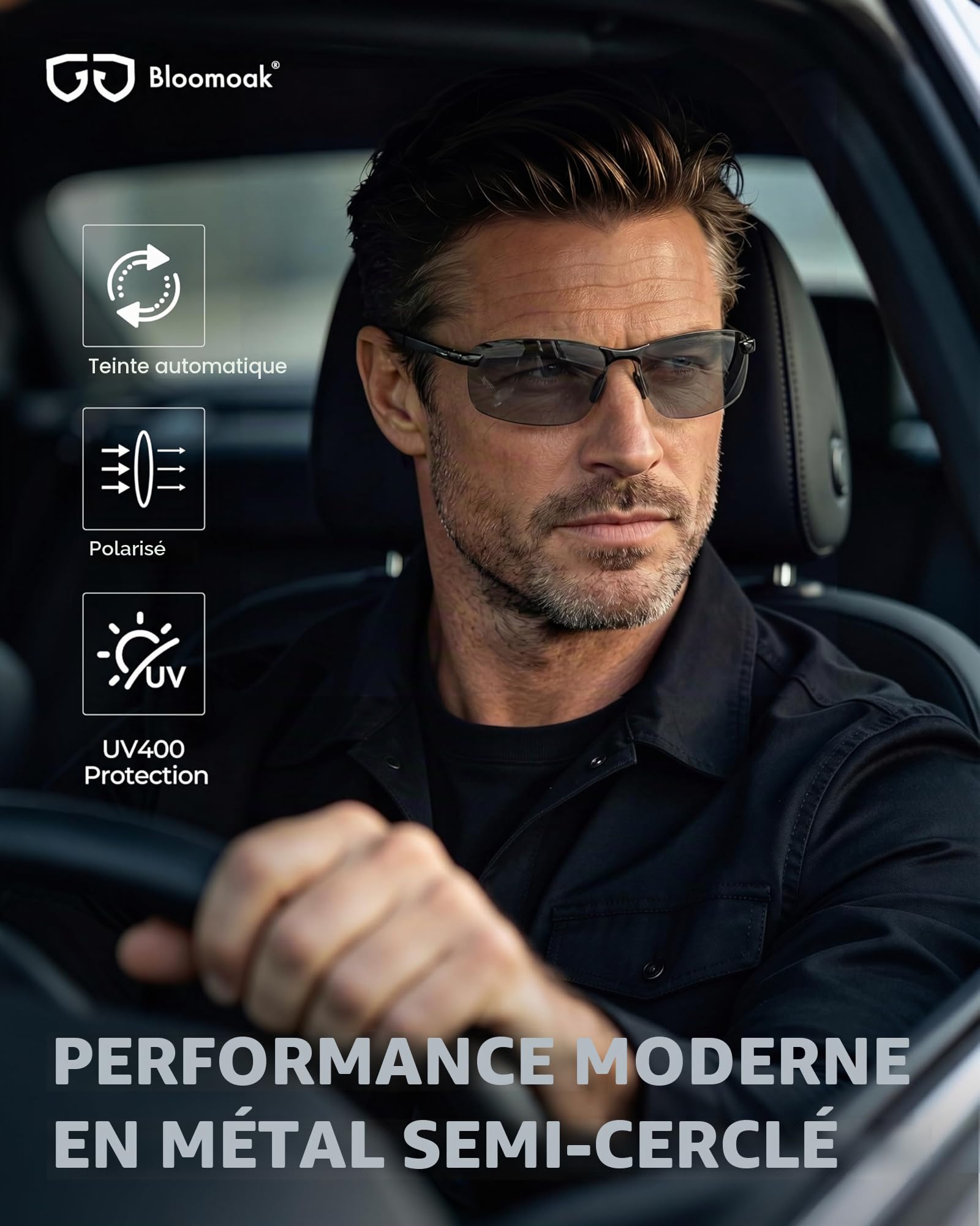 Bloomoak Lunettes de Conduite de Nuit Produit de Designer Verres polarisés pour - TAC Lentille - Apte UV400/la pêche/pour la Protection Anti-éblouissement/Sport Protection des/Réduction de Risque