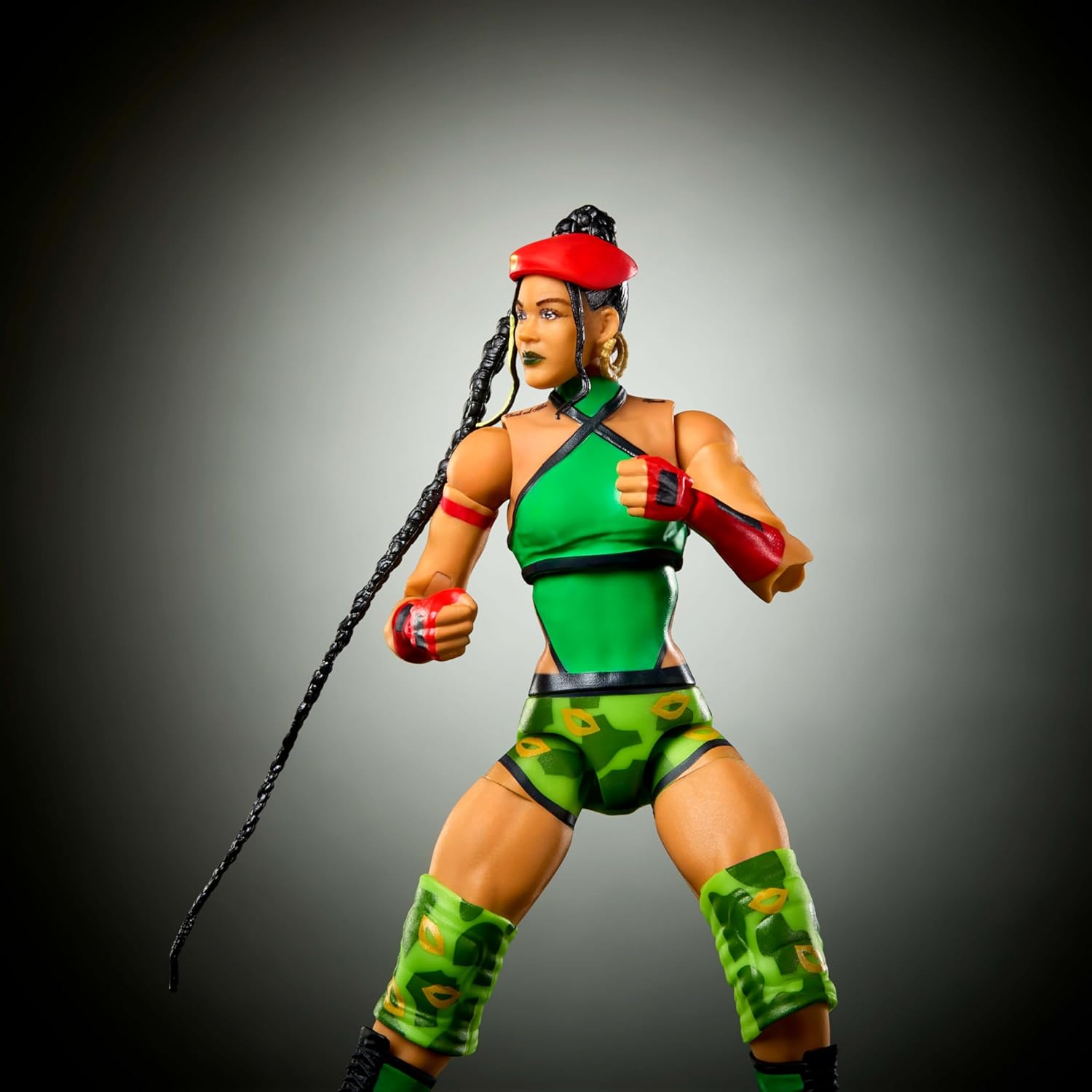 WWE Bianca Belair As Cammy x Street Fighter Cross Over Mattel Elite Collection Action Figure & Accessories, 6-inch Toy Collectible Mashup Set JLD76