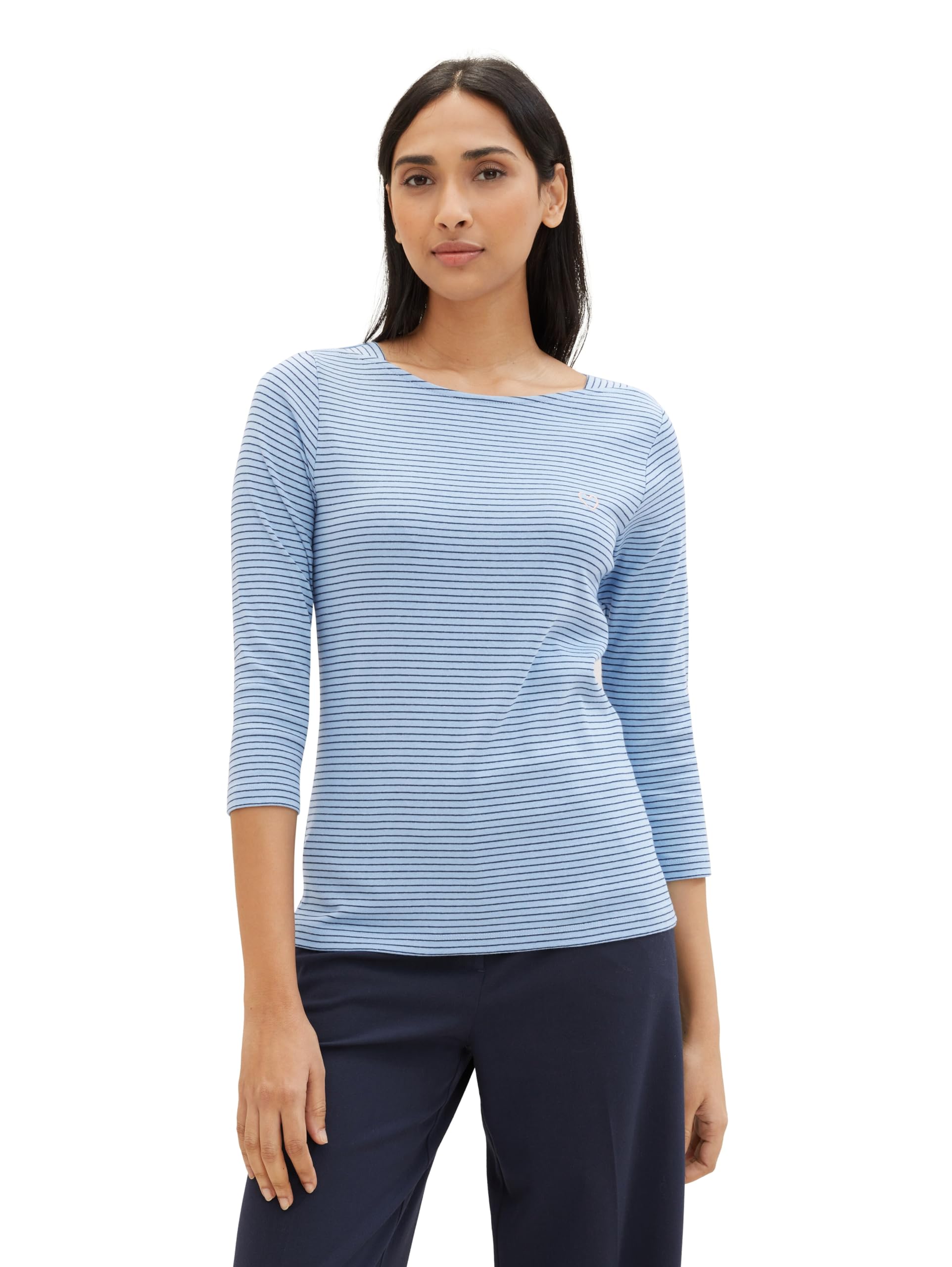 TOM TAILOR Damen Basic Langarmshirt mit Streifen