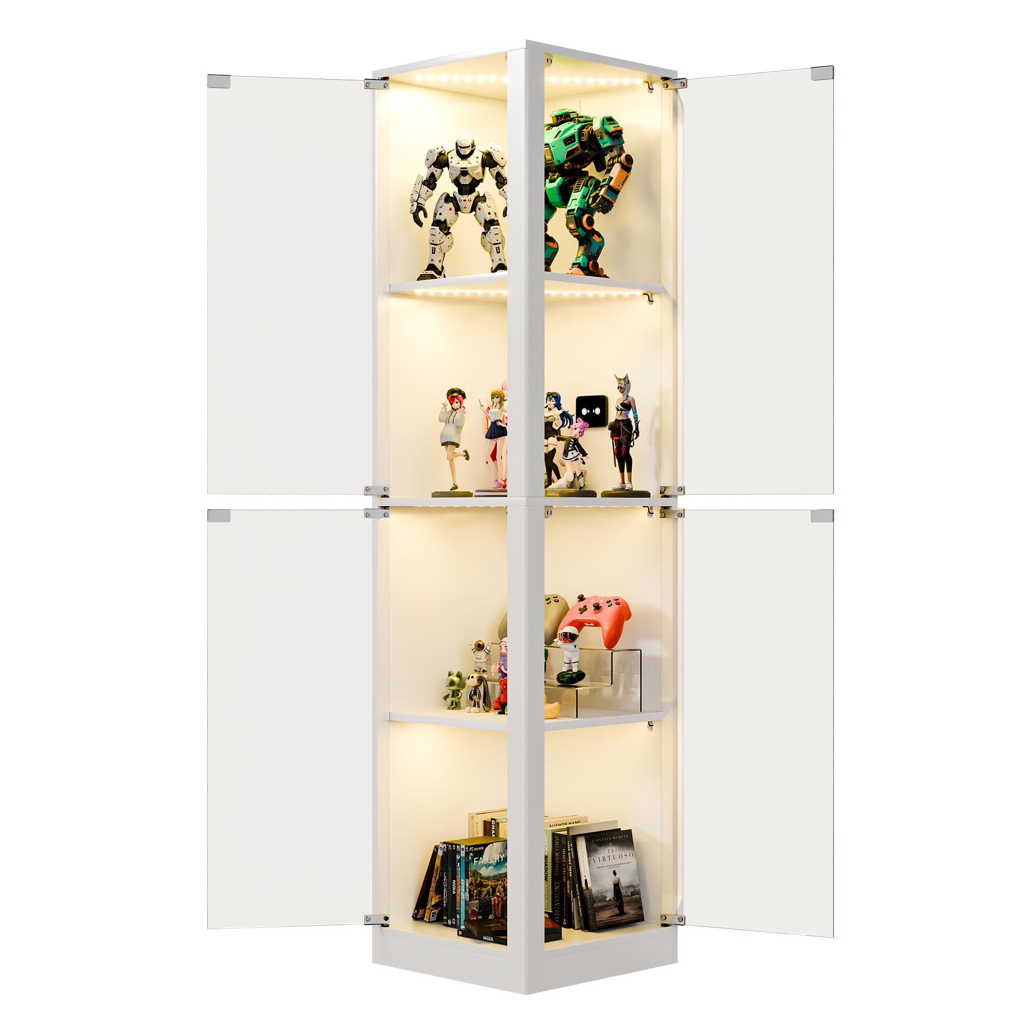 Amazon.co.jp: 4 段 コーナー型ガラスコレクションケース 40×40×165cm