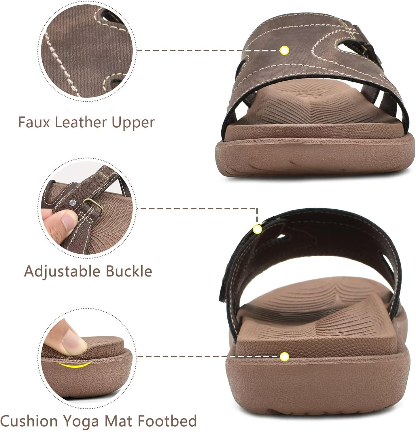 KuaiLu Womens Fashion Orthotic Slides Ladies Lightweight Athletic Yoga Mat Sandals Slip On Thick Cushion Slippers Sandals With Comfortable Plantar Fasciitis Arch Support - Image 5