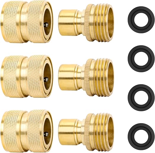 STYDDI Brass Full Flow Garden Hose Quick Release Connect Adaptor