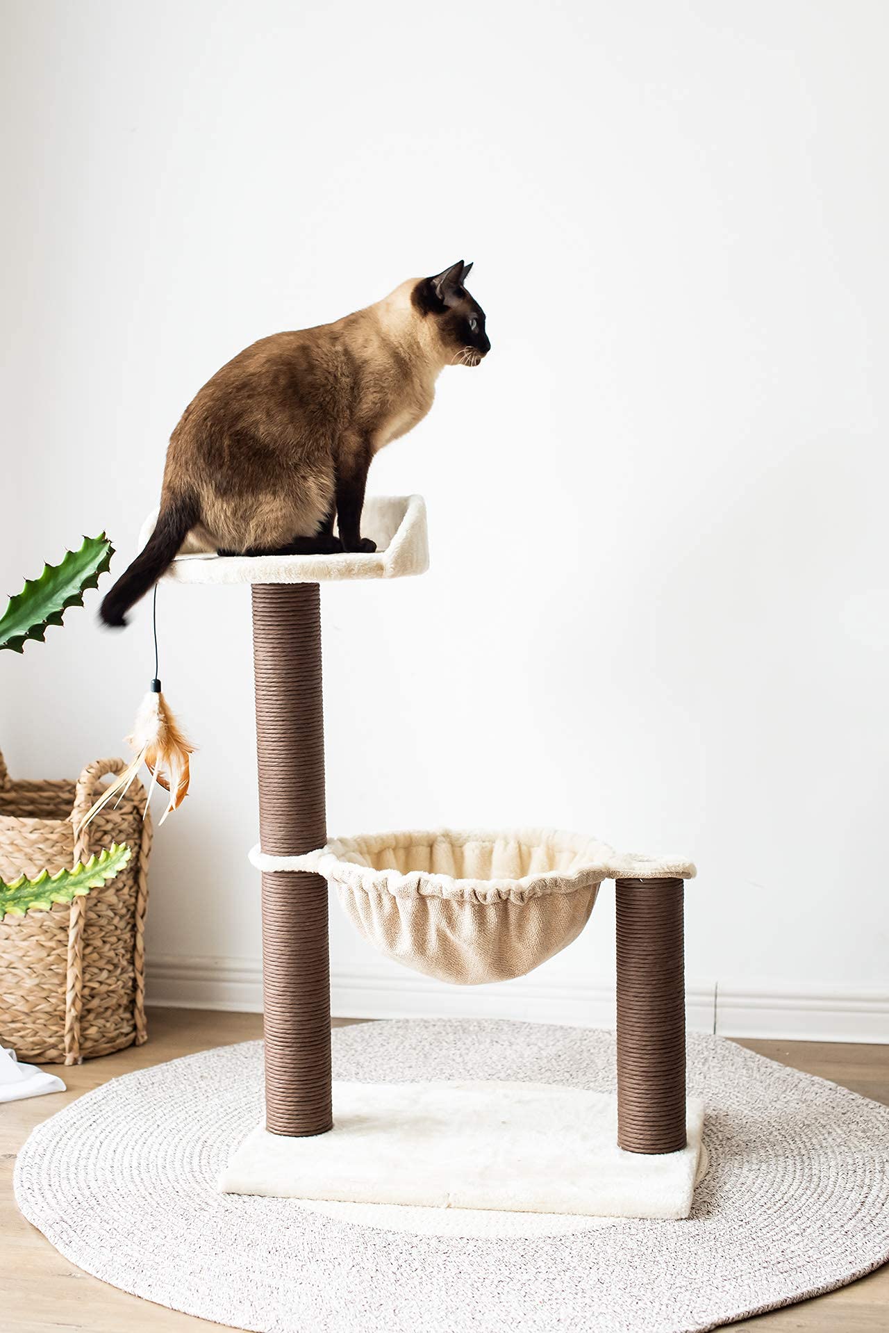 Catry Cat Tree with Feather Toy Cozy Design of Cat Hammock Allure
