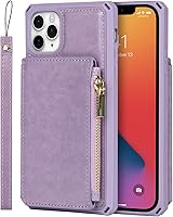 Vista 3 de iCoverCase Funda tipo cartera para iPhone 12 Pro Max con soporte para tarjetas, bloqueo RFID, piel sintética de alta calidad, cierre magnético, a