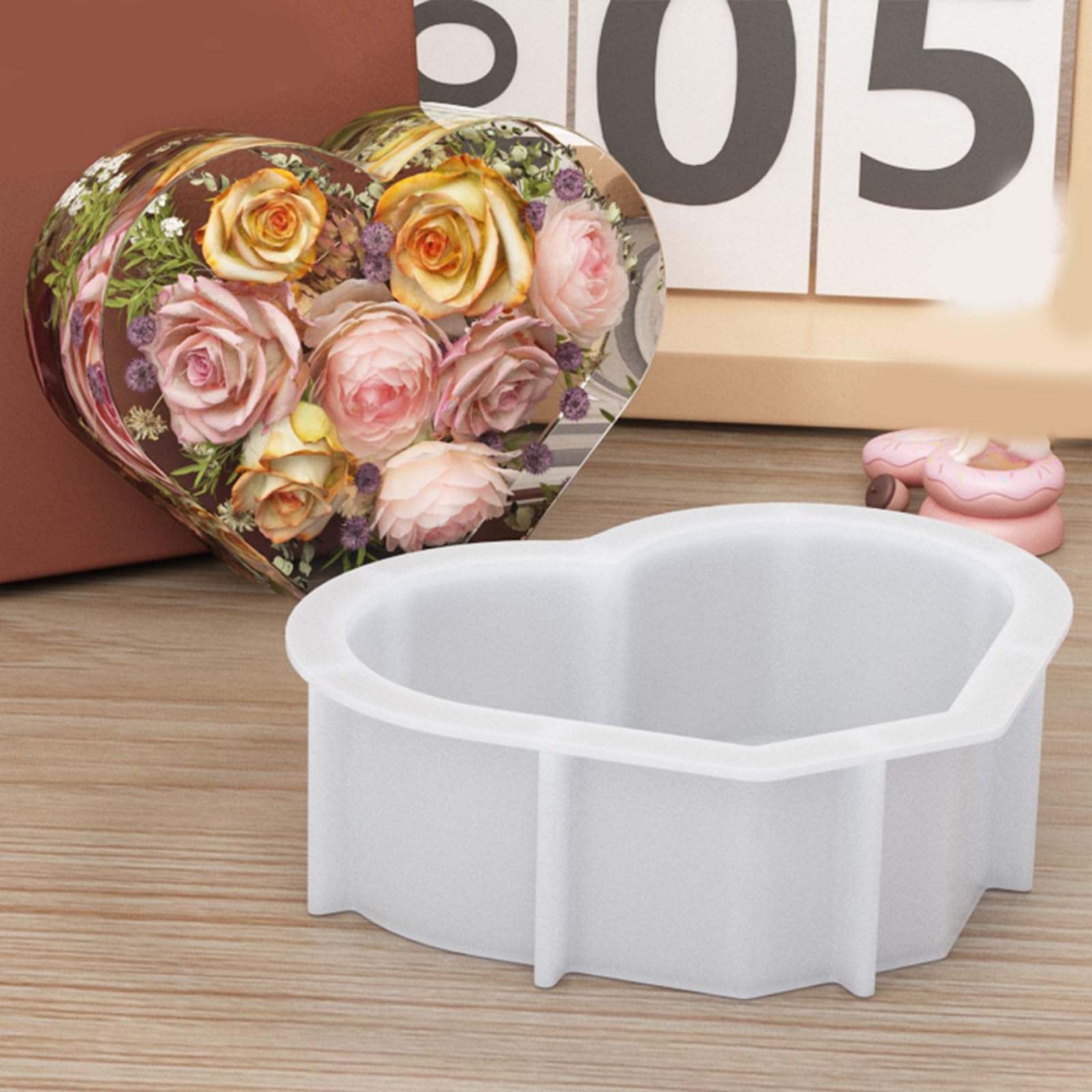 Moldes de resina de corazón multiusos, rectángulo grande | Moldes para sujetalibros con textura de silicona, adecuado para ocasiones especiales y como regalo