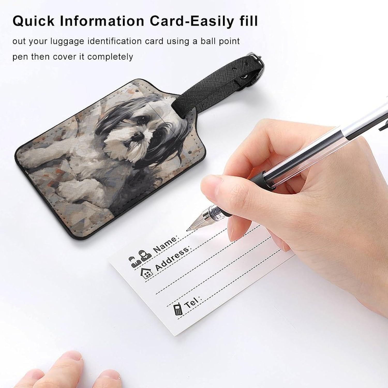 Shih Tzu PU Leather Luggage Tag for Suitcases image 5