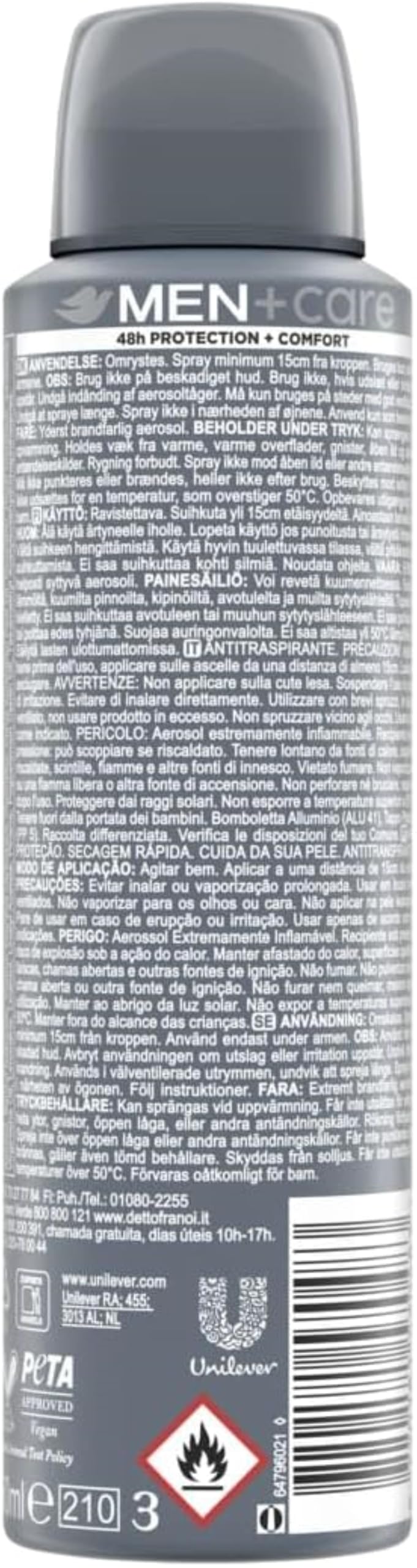 Dove Men Care, Deodorante Uomo Spray, Classic Fresh, Antitraspirante, Protezione Fino a 48 Ore, Profumazione Agrumata, Formula Delicata sul Microbioma della Pelle, 6 Pezzi da 150 ml