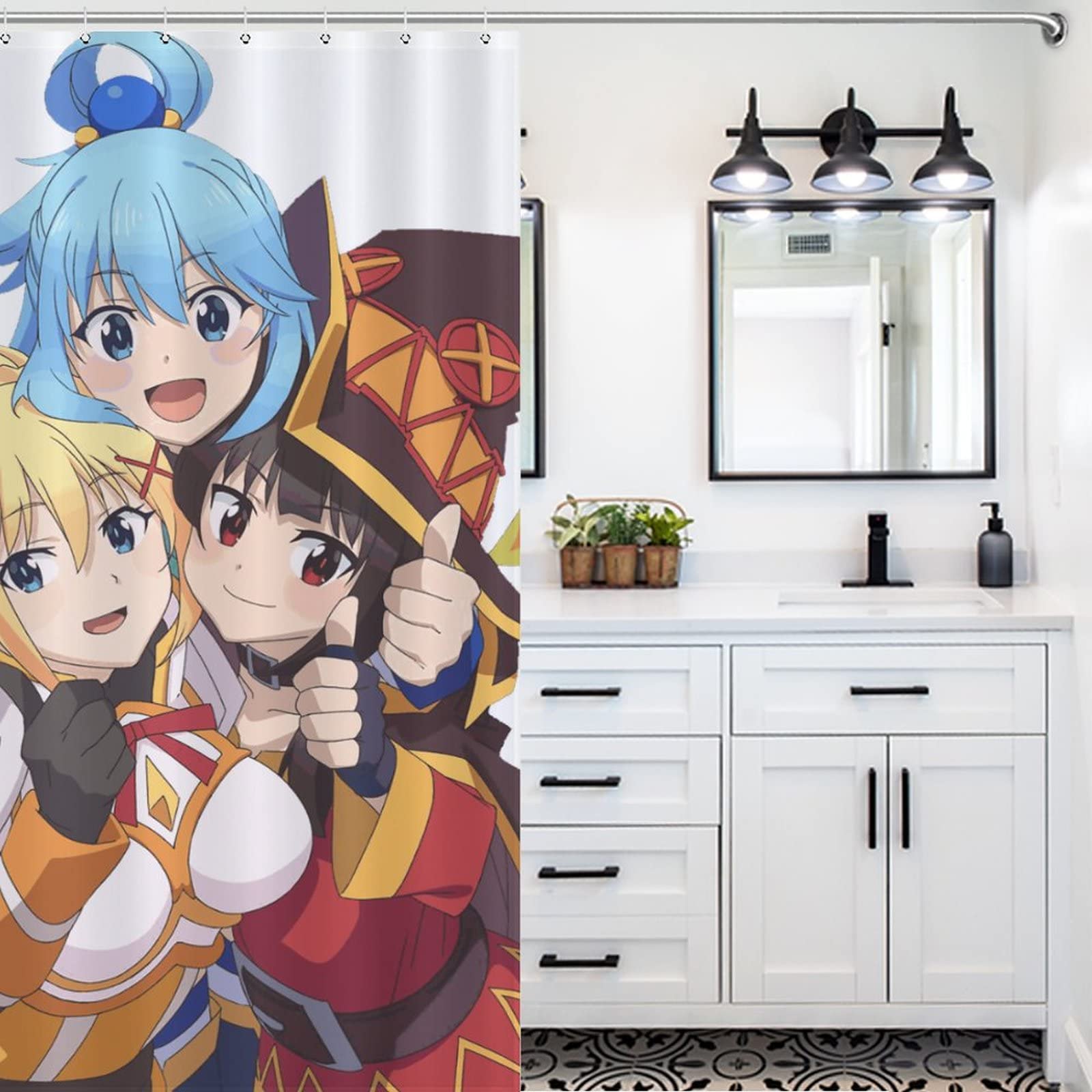 Amazon｜シャワーカーテンこのすば アクア めぐみん ダクネス お風呂