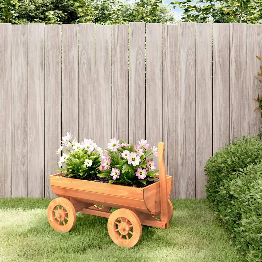 Brokky Decorative Wagon 70x43x54 cm Solid Wood Fir,Wooden Wheelbarrow Planter for Garden Outdoor Patio Summer Cart