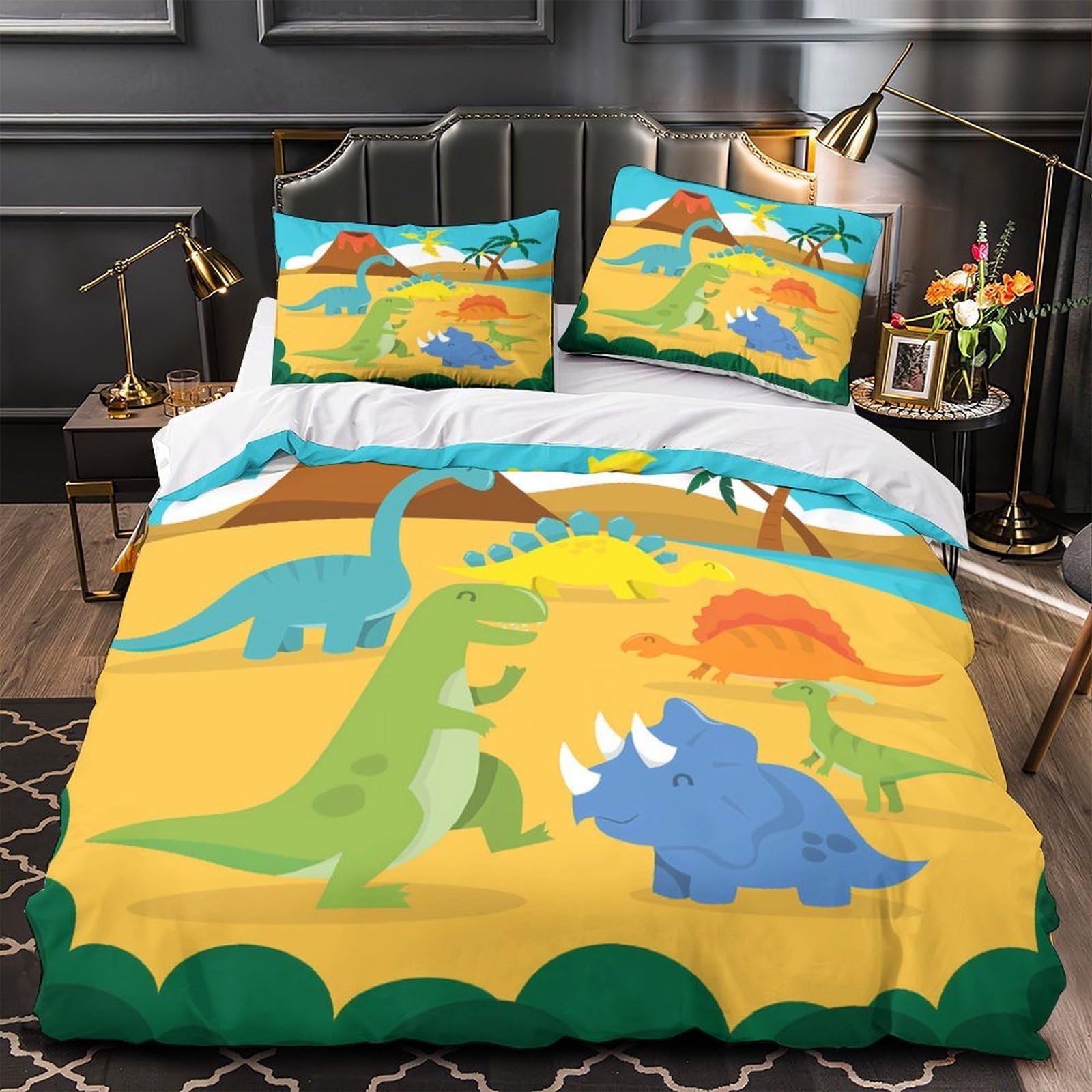 Housse de couette dinosaure hypoallergénique anti sueur pour lit enfant
