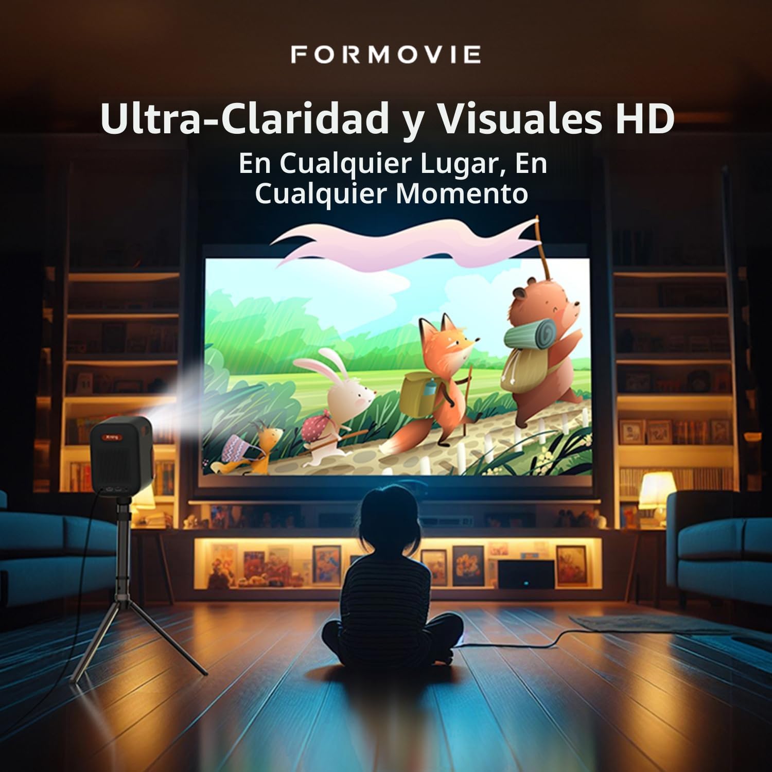 Formovie Xming Episode One Proyector 1080P, Google TV Integrado, WiFi Bluetooth, Dolby Audio, Portátil, Cine en Casa y Exterior