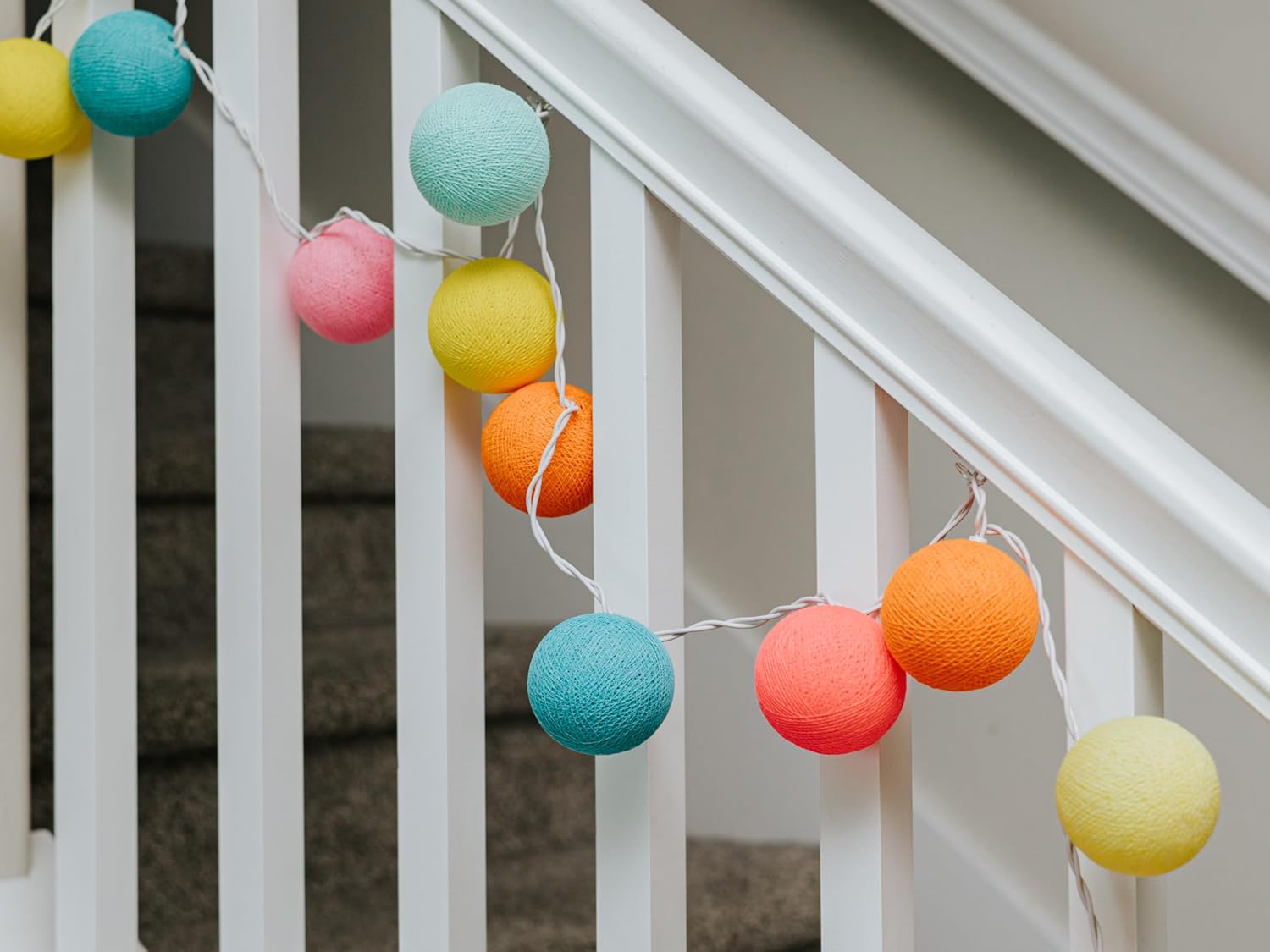Cotton Ball Lights - UL Incandescent String Lights for Wedding & Indoor Girls Room Decor - Hanging White Lights for Christmas Indoor, Plug in Outdoor & Fairy Spring Decor (Timeless Taffy)