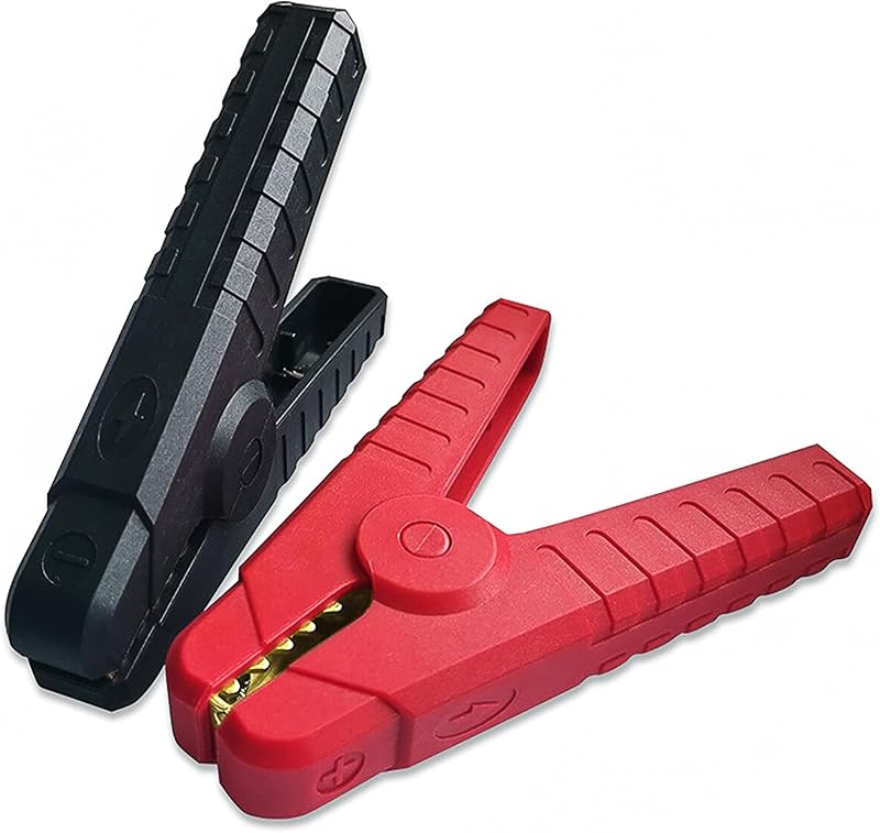 Garras Jacaré para Cabo de Chupeta de Bateria lkelyonewy 200 A em Latão – Par Preto e Vermelho