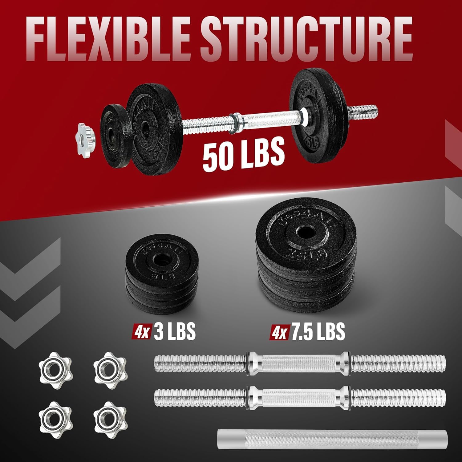 Old School Adjustable Dumbbell Set with Weight Plates, Star Lock Collars/Connector, 40lbs to 200lbs Adjustable Weight Plates Set