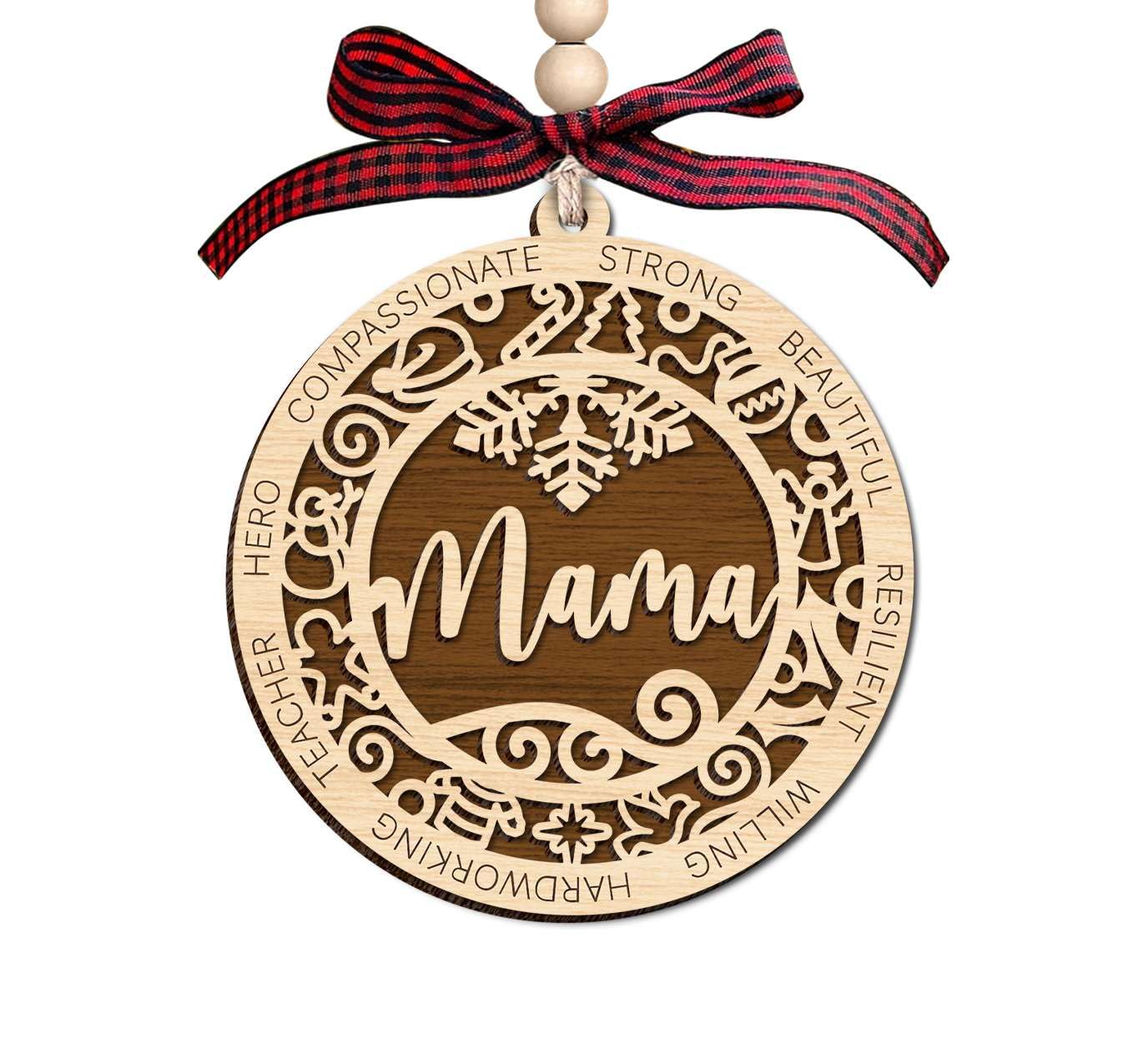 Décoration en bois Noël Mama le cadeau souvenir rustique parfait
