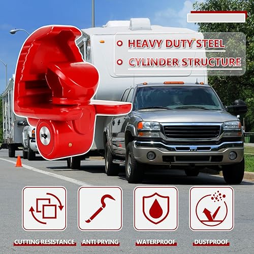 Miniatura 2 de Cenipar Bloqueo de enganche de remolque de tamaño universal para acopladores de 1-78 pulgadas, 2 pulgadas y 2-516 pulgadas, acero resistente, para