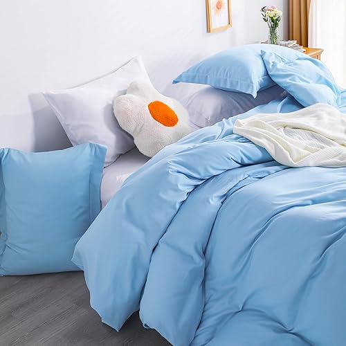 Miniatura 9 de NTBAY Juego de funda de edredón de microfibra, color sólido con cierre de cremallera