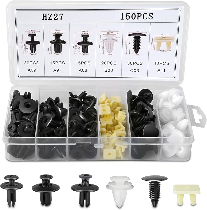 Kit de Presilhas e Rebites de Fixação para Para-choque DNA MOTORING – 150 peças