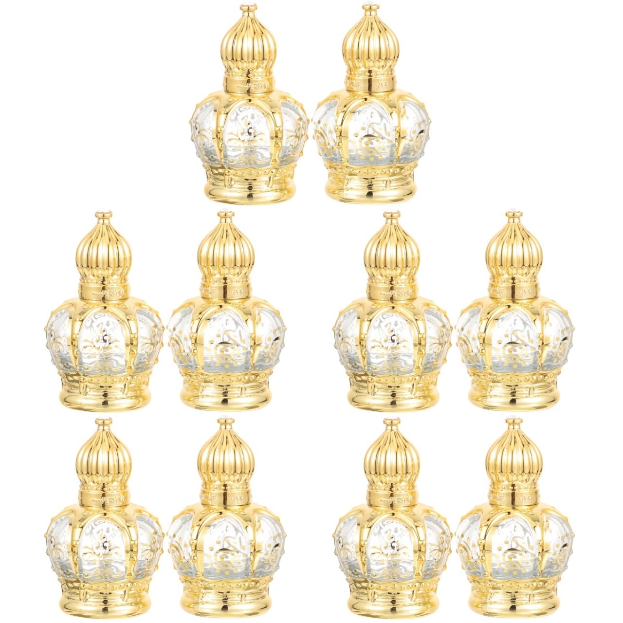 Housoutil 10ml Essential Oil Glass Roller Bottle, 10PCS Refillable Vintage Perfume Bottles, Middle Eastern Style Glass Roll on Dispenser with Cap for Thai Amulet Essential Oil Catholic Baptism