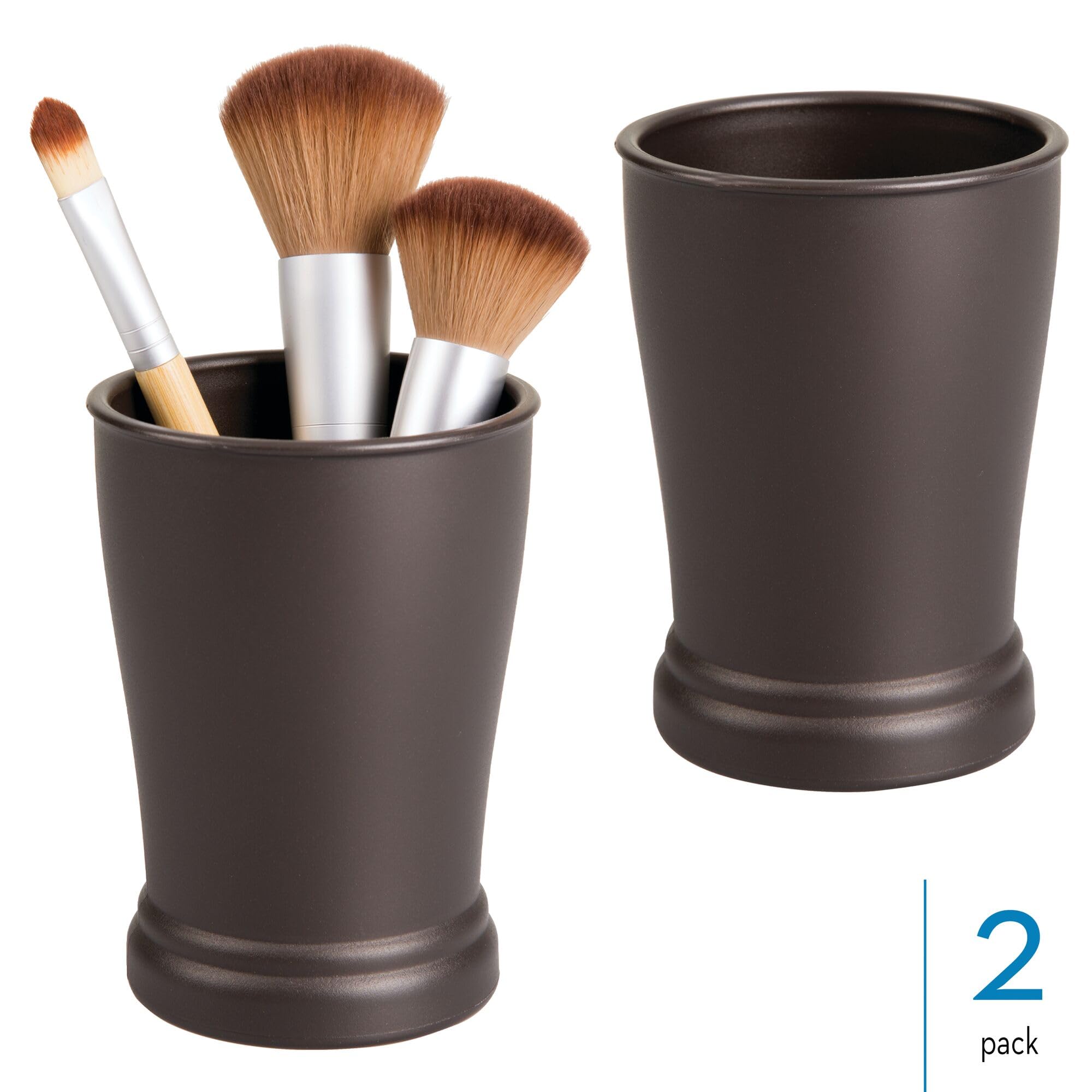 iDesign Plastic Bathroom Countertop or Vanity Storage-Set of 2-Bronze Tumbler