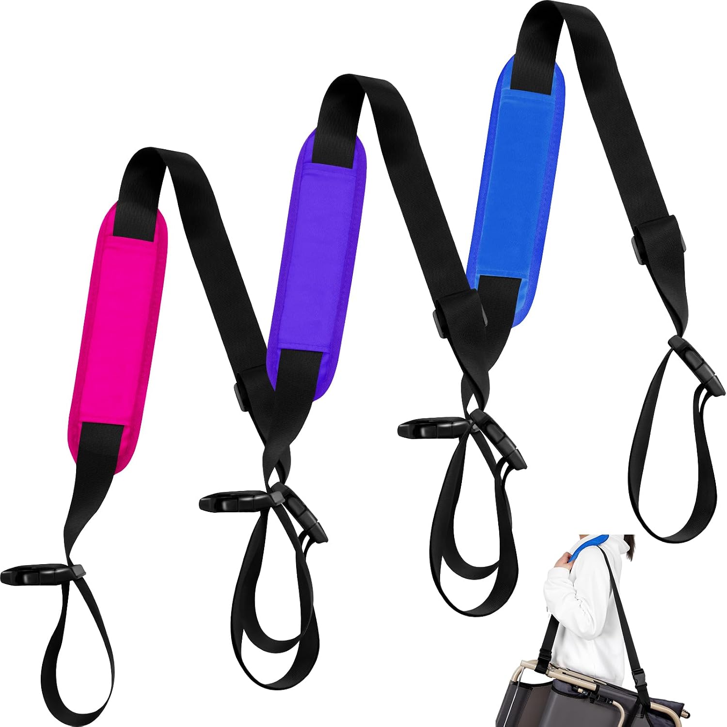 SATINIOR 3 Pack Adjustable Beach Chair Carry Straps