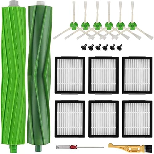 Piezas de repuesto para aspiradora iRobot Roomba serie i & j y e E5 E6 i7 i7+ i3 i3+ i4 i4+ i6 i6+ i8 i8+ j7 j7+Plus, 1 juego de cepillos de goma y