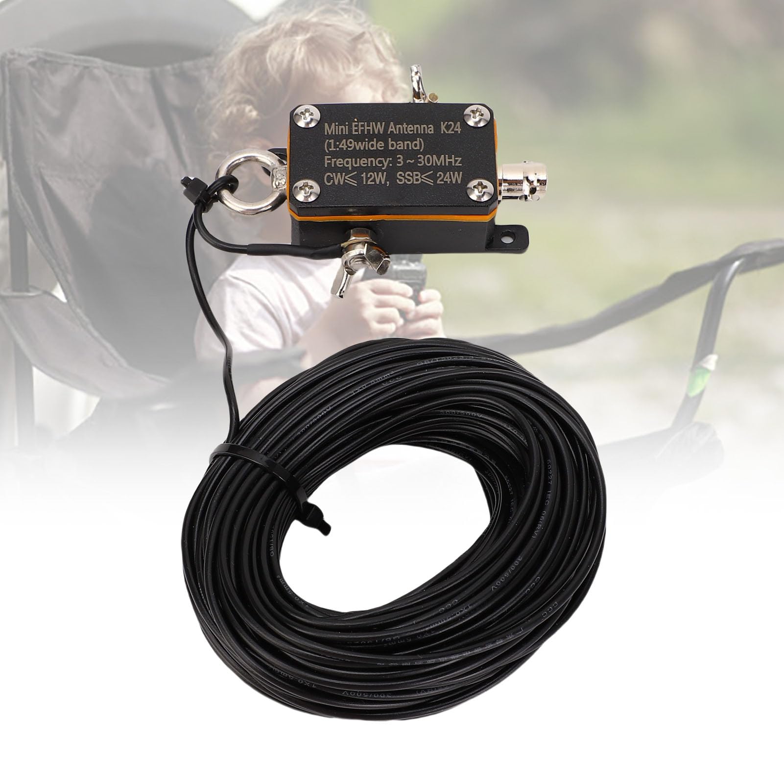 Yunseity EFHW Antena de Corta 1:49 Balun 3-30 MHz Antena de Radio Portátil HF con Alimentación Final con Bolsa de Almacenamiento, 40 M 20 M 15 10 Equipo de Radioaficionado Multibanda