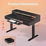 HUANUO 48″ x 26″ Electric Standing Desk with 24.4″ Large Keyboard Tray & 2 Drawers, C-Clamp Mount Compatible, Adjustable Computer Desk for Home Office, Sit Stand Up Desk with 4 Height Presets, Black