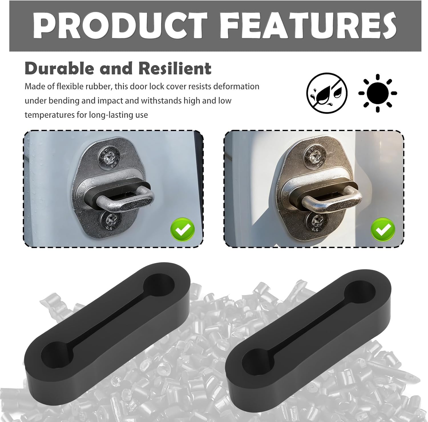 4PCS 2026 Upgraded Car Door Lock Cover Pad,Rubber Car Door Lock Protector to Reduce Closing Noise & Vibration,Universal Cars Doors Latch Cover Pads for Most Vehicles